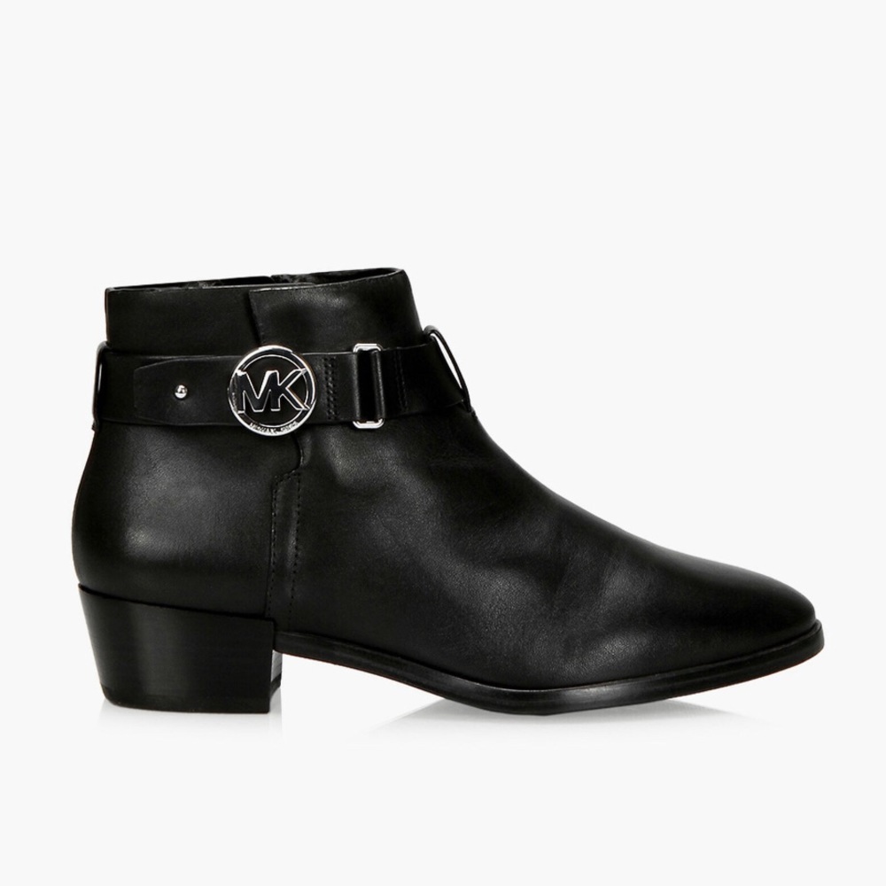 Leather black ankle boots